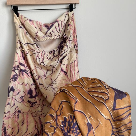 Vintage Y2K GLAM Womens 100% Silk Strapless Floral Midi Dress Lined Size Small - Picture 11 of 11